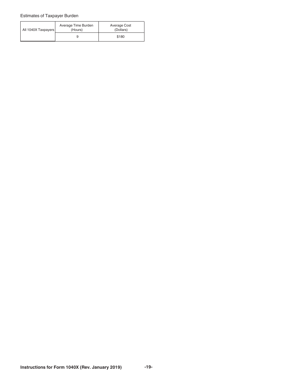 Instructions for IRS Form 1040X Amended U.S. Individual Income Tax Return, Page 19