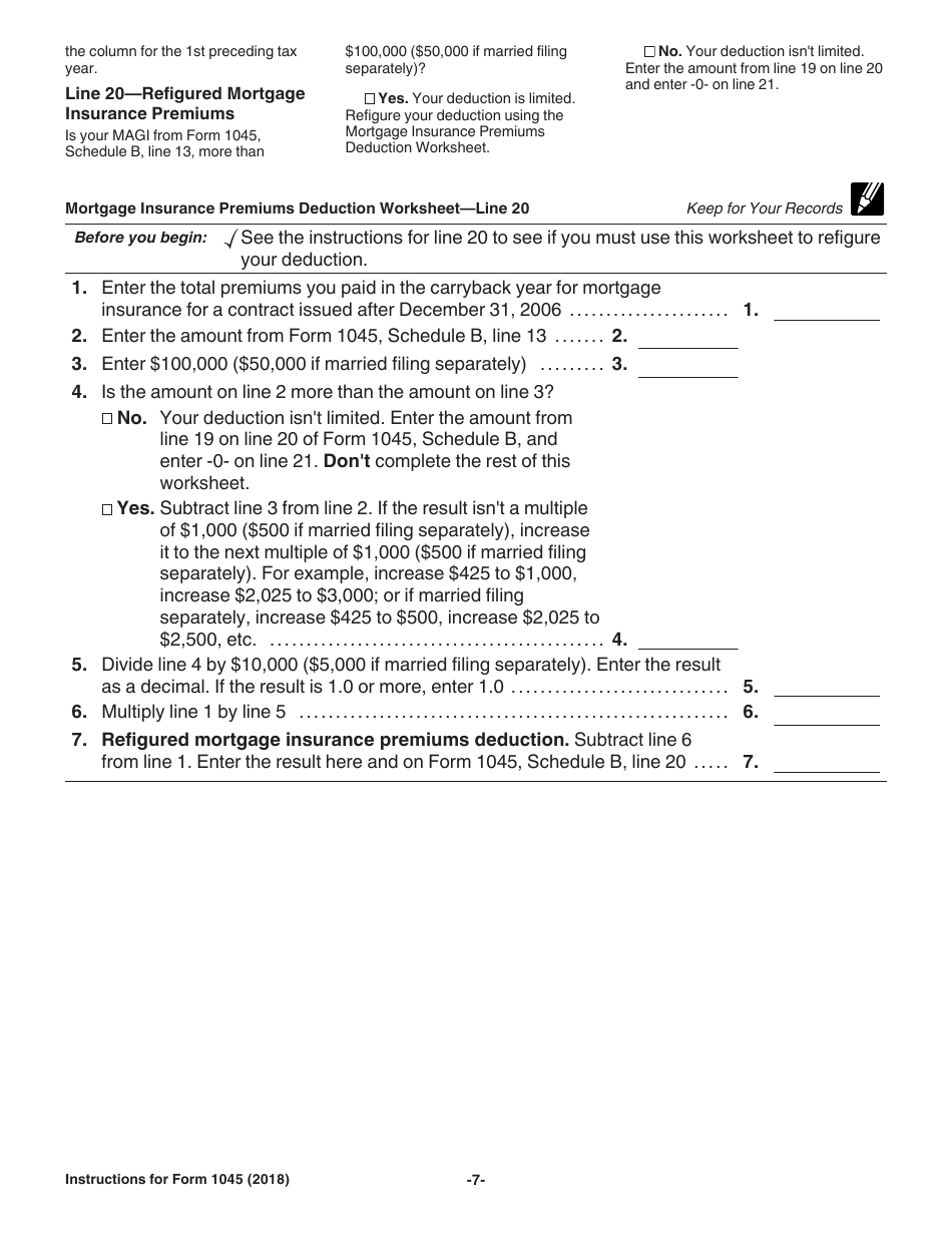 Instructions for IRS Form 1045 Application for Tentative Refund, Page 7