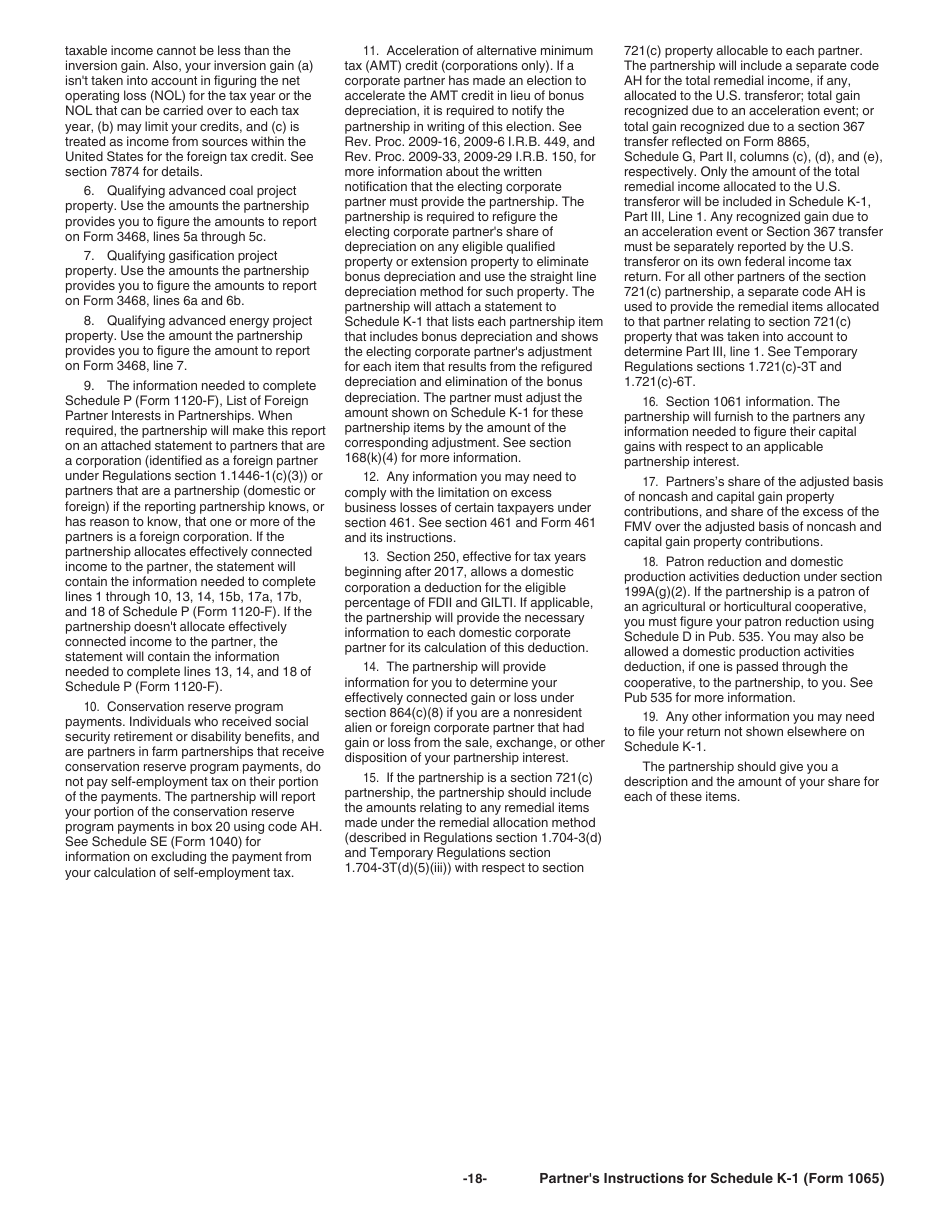 Instructions for IRS Form 1065 Schedule K-1 Partners Share of Income, Deductions, Credits, Etc. (For Partners Use Only), Page 18