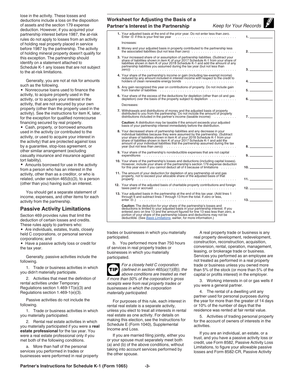 Instructions for IRS Form 1065 Schedule K-1 Partners Share of Income, Deductions, Credits, Etc. (For Partners Use Only), Page 3