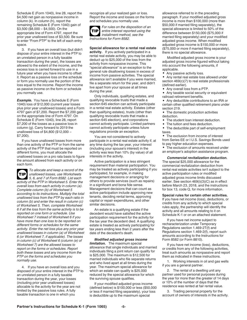 Instructions for IRS Form 1065 Schedule K-1 Partners Share of Income, Deductions, Credits, Etc. (For Partners Use Only), Page 5