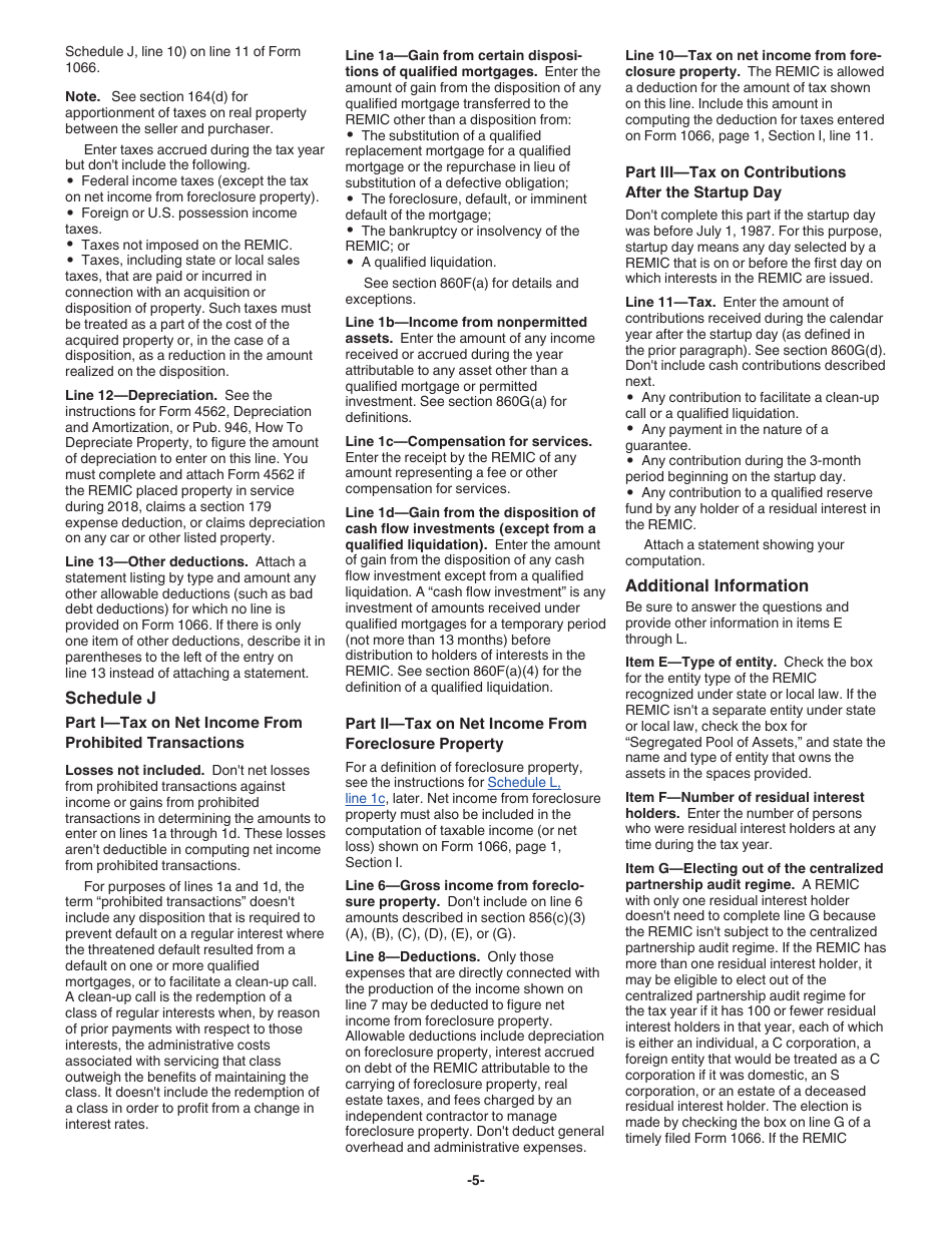 Instructions for IRS Form 1066 U.S. Real Estate Mortgage Investment Conduit (REMIC) Income Tax Return, Page 5