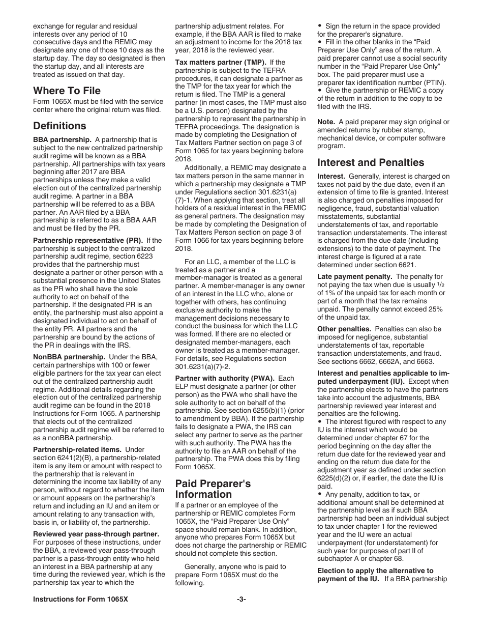 Instructions for IRS Form 1065X Amended Return or Administrative Adjustment Request (AAR), Page 3