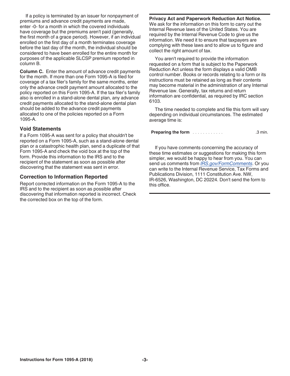 Instructions for IRS Form 1095-A Health Insurance Marketplace Statement, Page 3