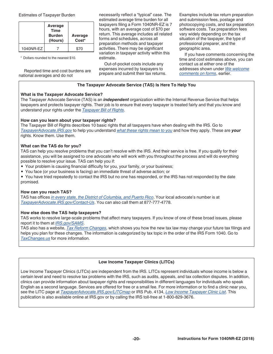 Instructions for IRS Form 1040NR-EZ U.S. Income Tax Return for Certain Nonresident Aliens With No Dependents, Page 20