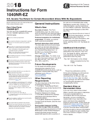 Document preview: Instructions for IRS Form 1040NR-EZ U.S. Income Tax Return for Certain Nonresident Aliens With No Dependents