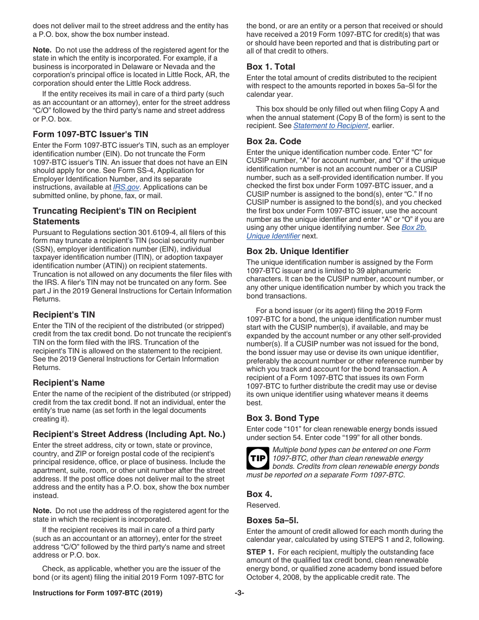 Instructions for IRS Form 1097-BTC Bond Tax Credit, Page 3