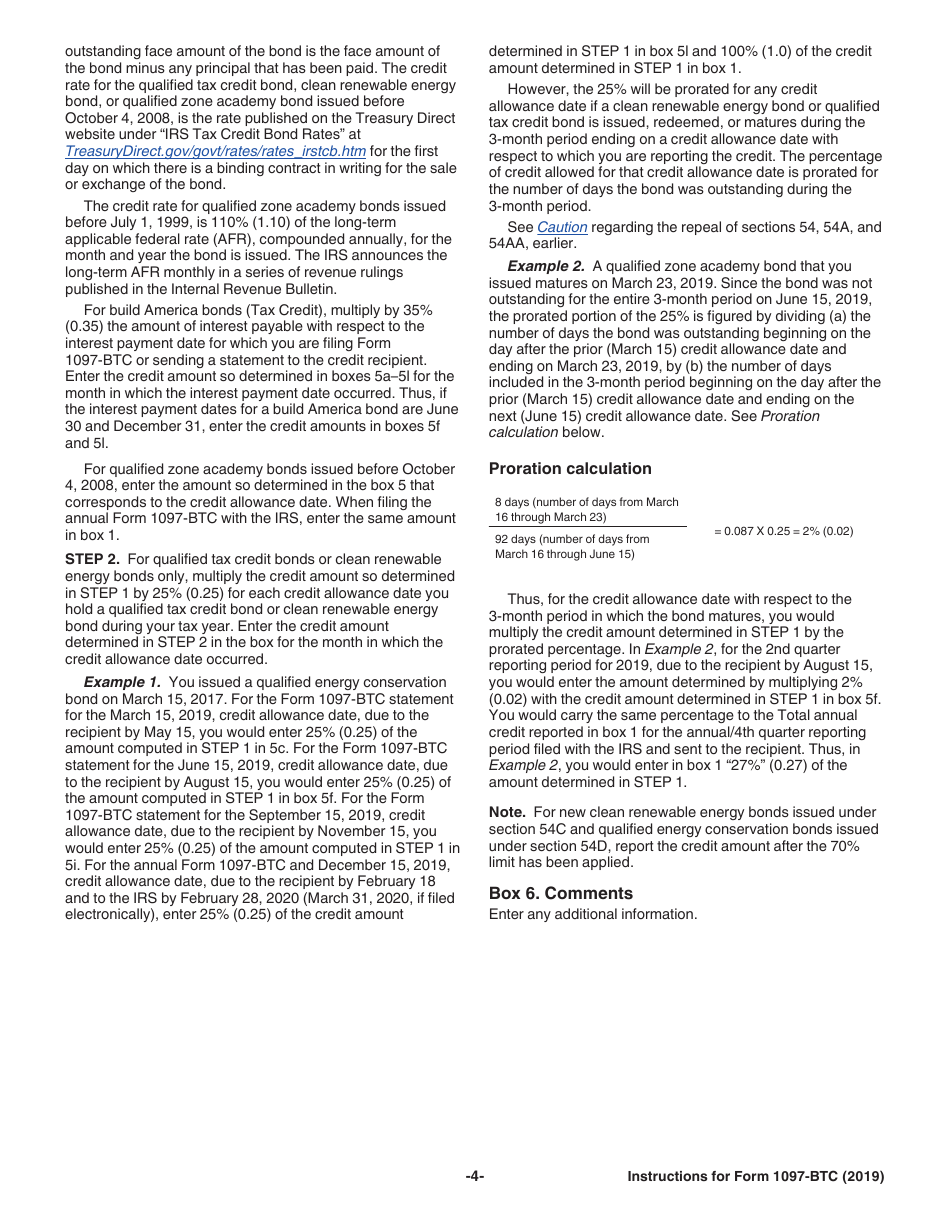 Instructions for IRS Form 1097-BTC Bond Tax Credit, Page 4