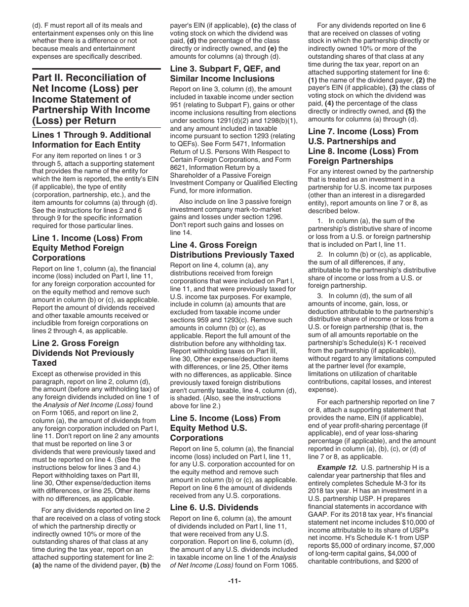 Instructions for IRS Form 1065 Schedule M-3 Net Income (Loss) Reconciliation for Certain Partnerships, Page 11