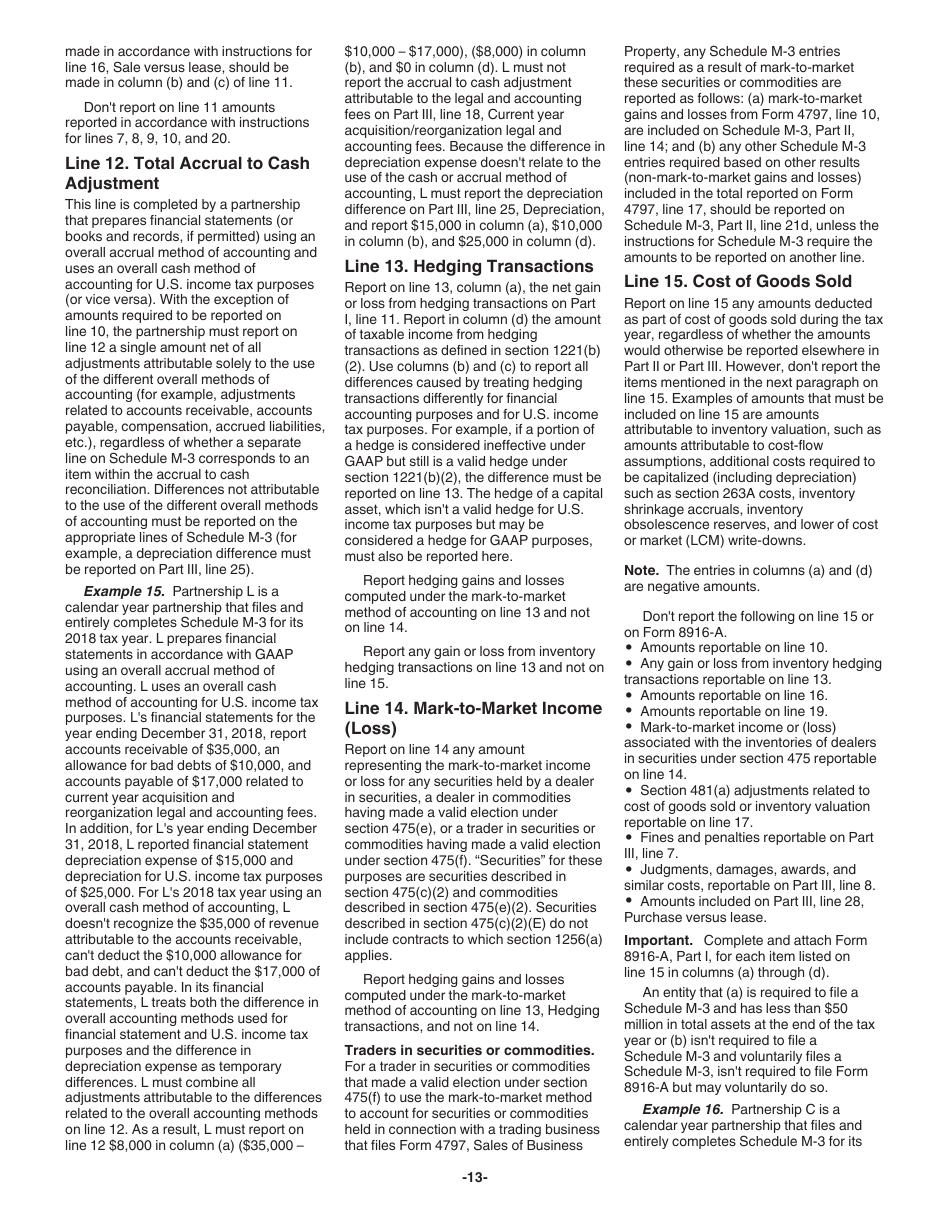 Instructions for IRS Form 1065 Schedule M-3 Net Income (Loss) Reconciliation for Certain Partnerships, Page 13