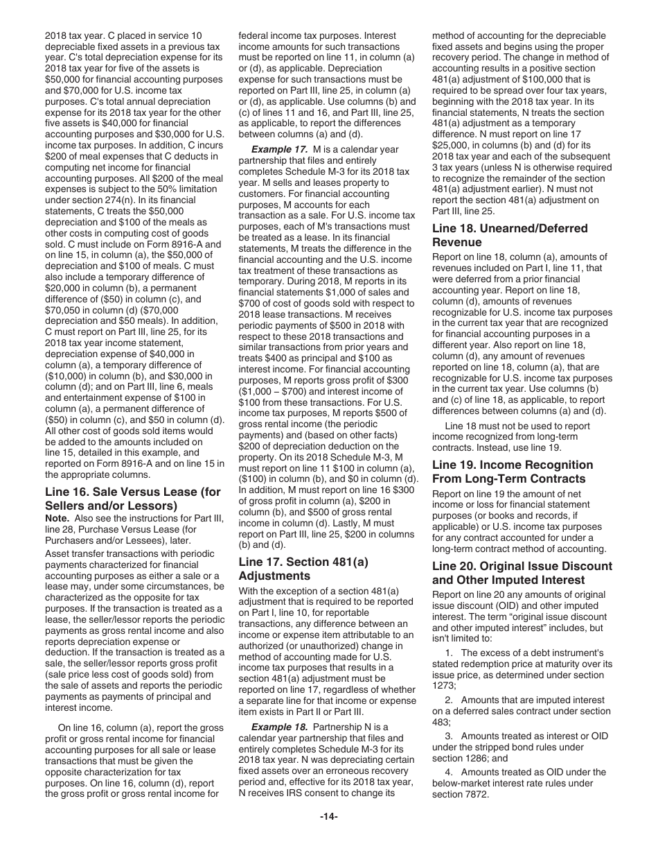 Instructions for IRS Form 1065 Schedule M-3 Net Income (Loss) Reconciliation for Certain Partnerships, Page 14
