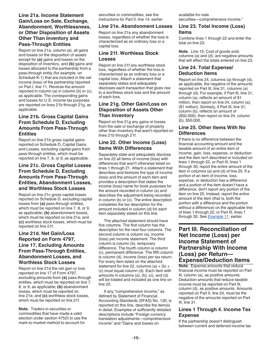 Instructions for IRS Form 1065 Schedule M-3 Net Income (Loss) Reconciliation for Certain Partnerships, Page 15