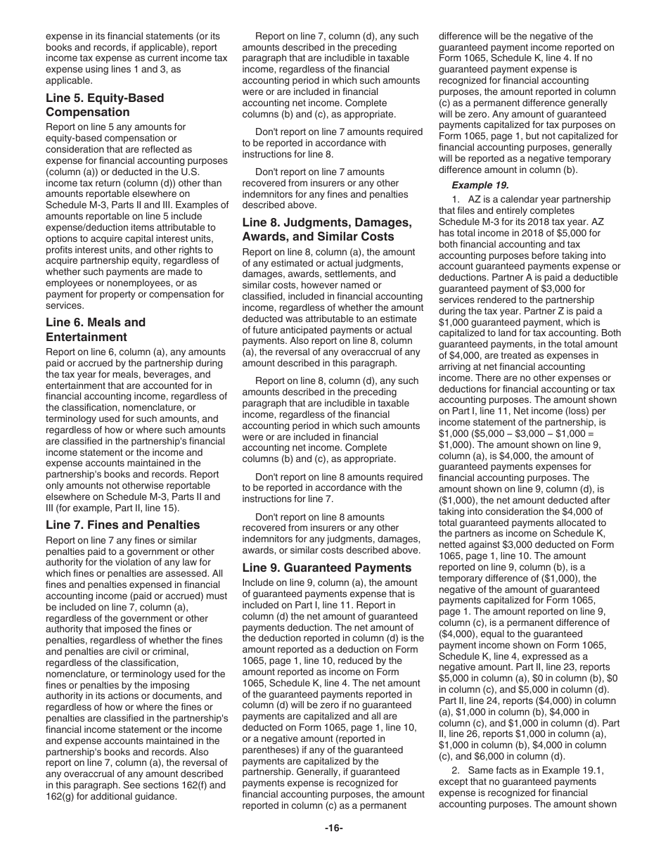 Instructions for IRS Form 1065 Schedule M-3 Net Income (Loss) Reconciliation for Certain Partnerships, Page 16