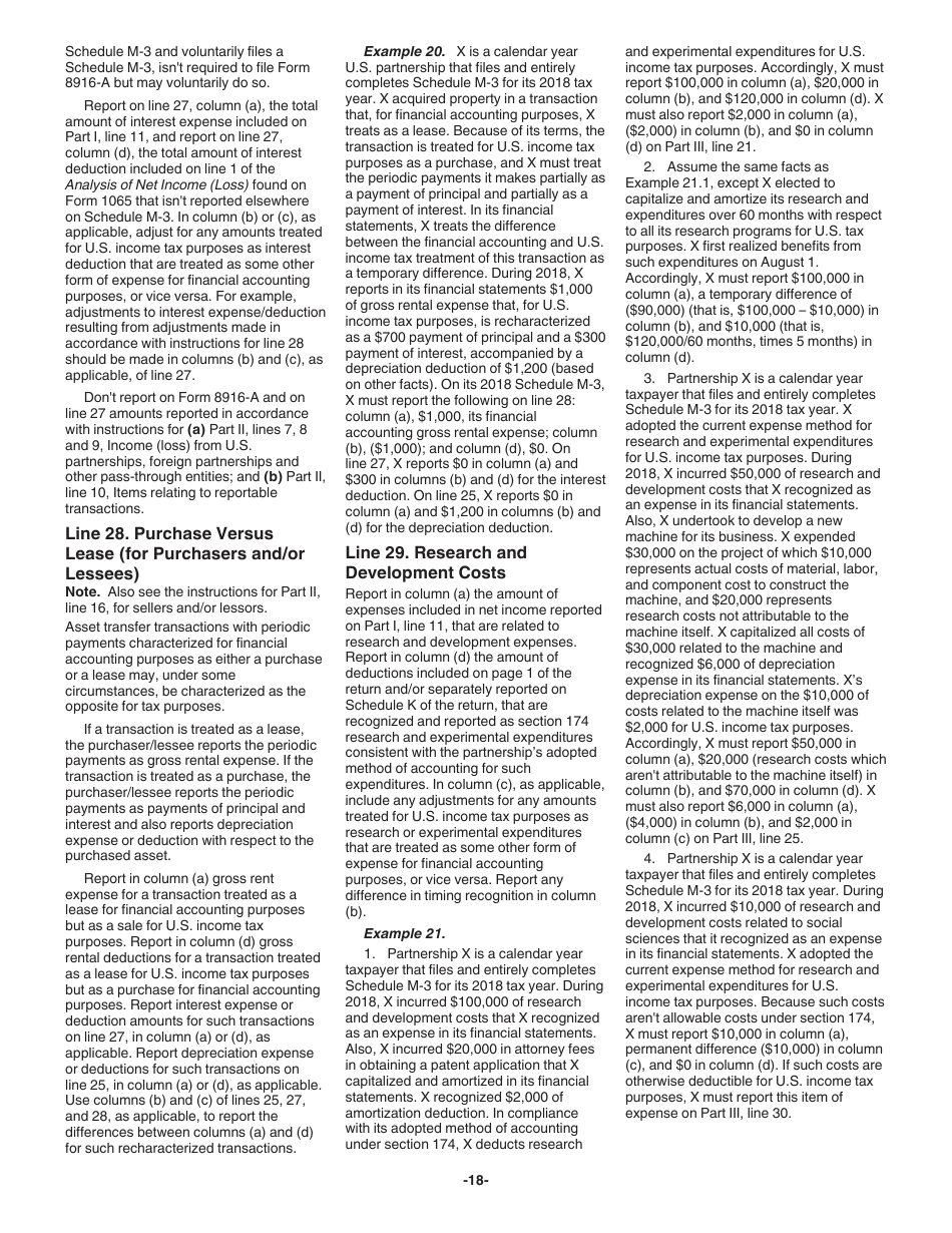 Instructions for IRS Form 1065 Schedule M-3 Net Income (Loss) Reconciliation for Certain Partnerships, Page 18