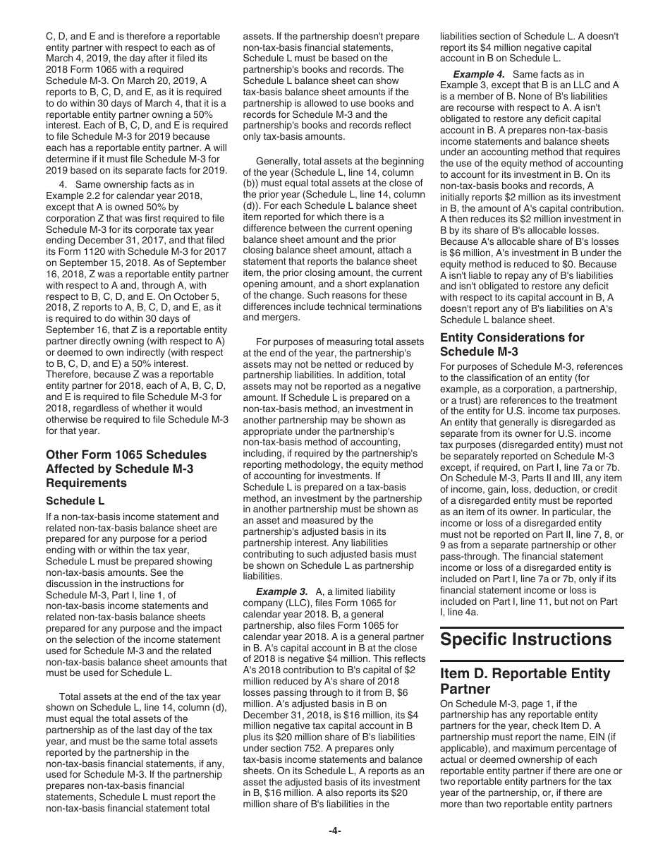 Instructions for IRS Form 1065 Schedule M-3 Net Income (Loss) Reconciliation for Certain Partnerships, Page 4