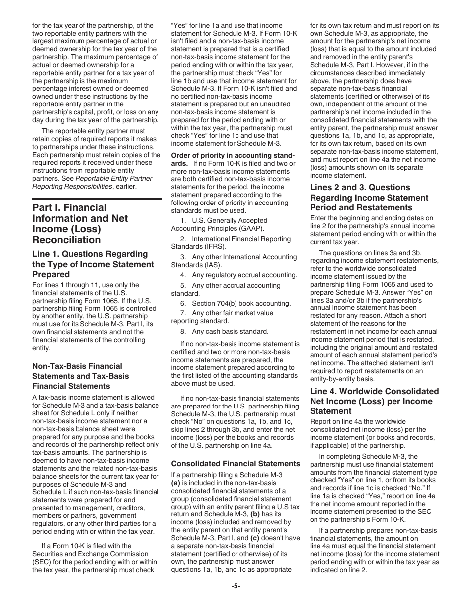 Instructions for IRS Form 1065 Schedule M-3 Net Income (Loss) Reconciliation for Certain Partnerships, Page 5