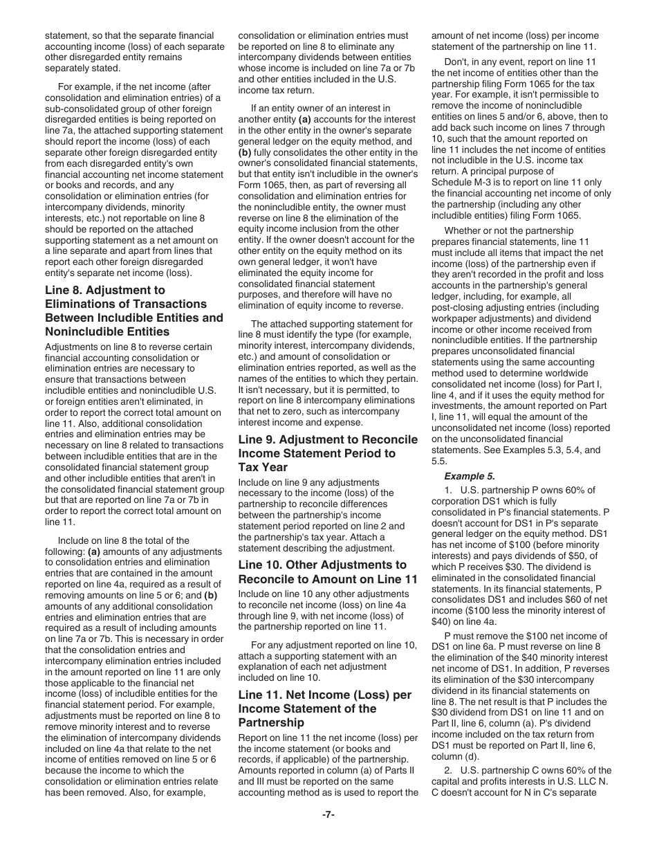Instructions for IRS Form 1065 Schedule M-3 Net Income (Loss) Reconciliation for Certain Partnerships, Page 7