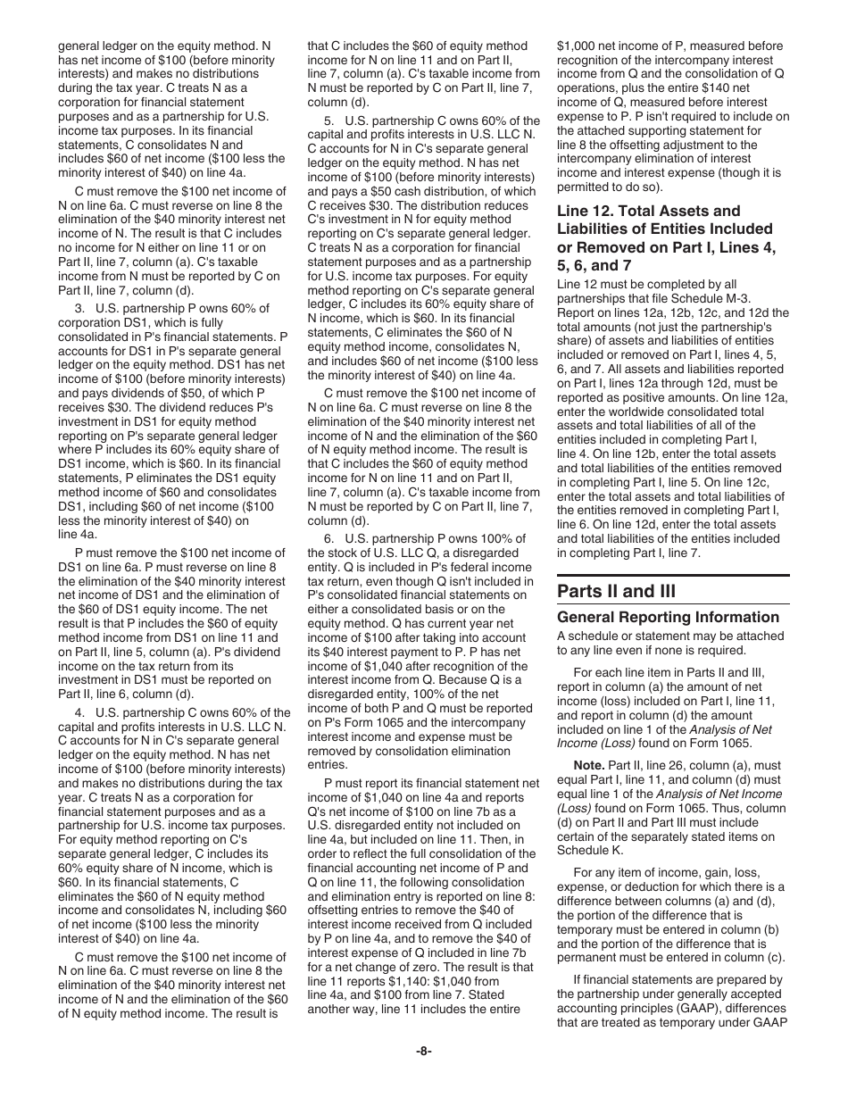 Instructions for IRS Form 1065 Schedule M-3 Net Income (Loss) Reconciliation for Certain Partnerships, Page 8