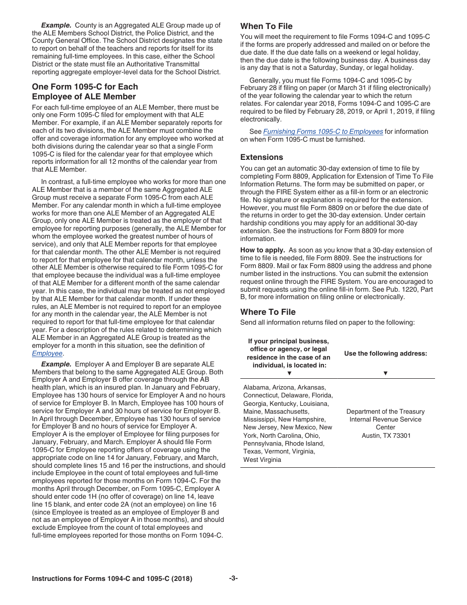 Instructions for IRS Form 1094-C, 1095-C, Page 3