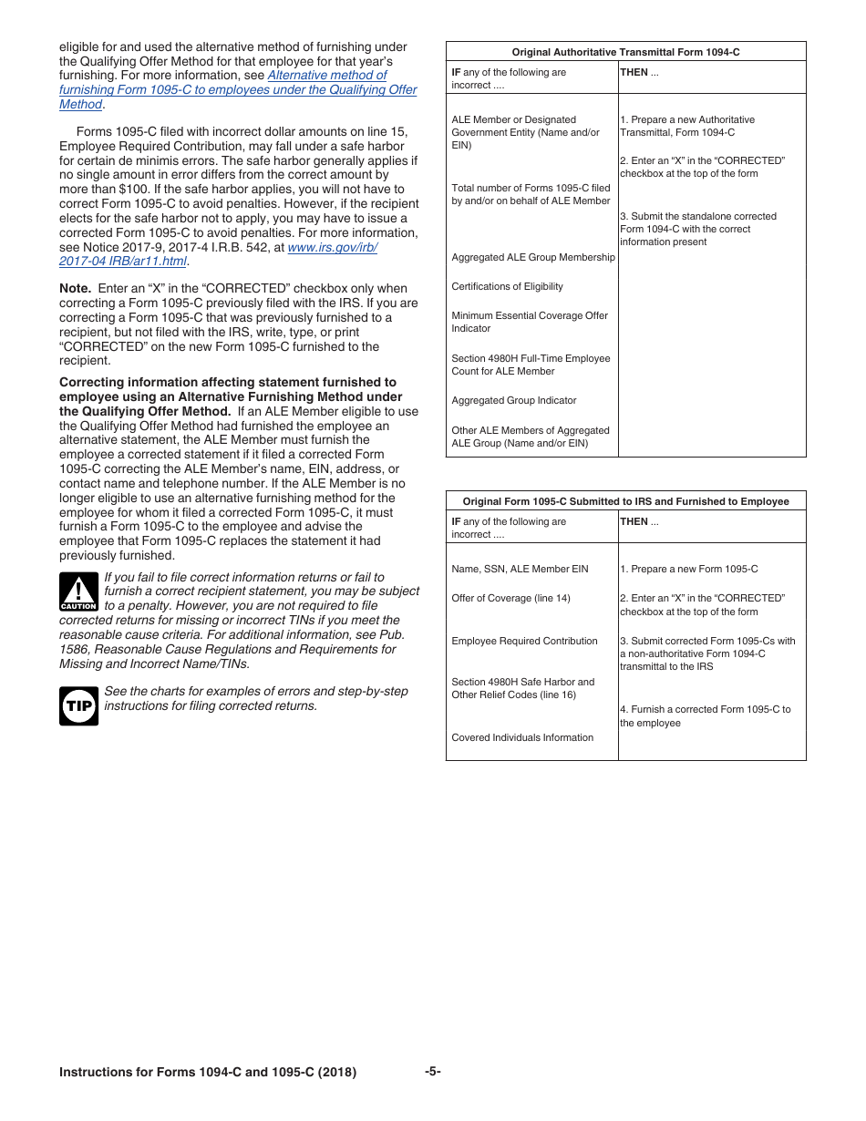 Instructions for IRS Form 1094-C, 1095-C, Page 5