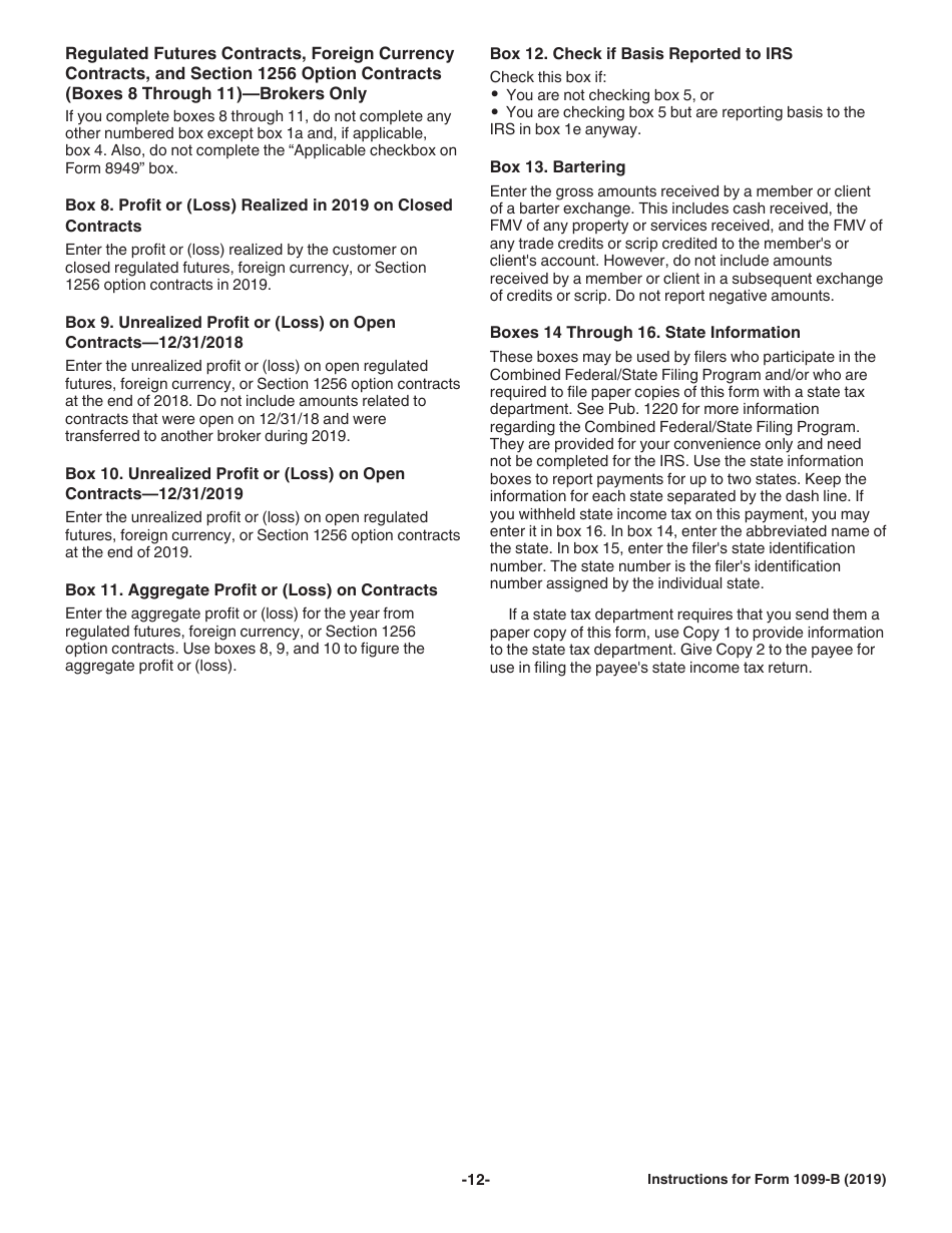 Instructions for IRS Form 1099-B Proceeds From Broker and Barter Exchange Transactions, Page 12