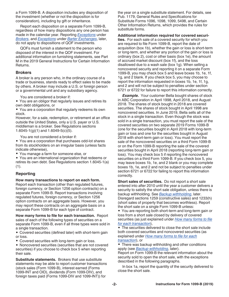 Instructions for IRS Form 1099-B Proceeds From Broker and Barter Exchange Transactions, Page 2