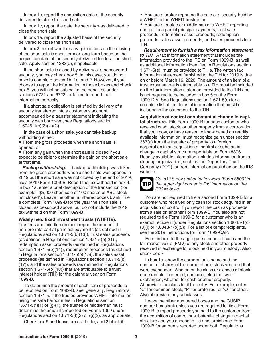 Instructions for IRS Form 1099-B Proceeds From Broker and Barter Exchange Transactions, Page 3
