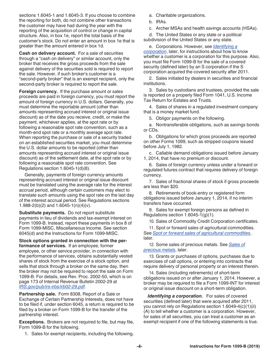 Instructions for IRS Form 1099-B Proceeds From Broker and Barter Exchange Transactions, Page 4