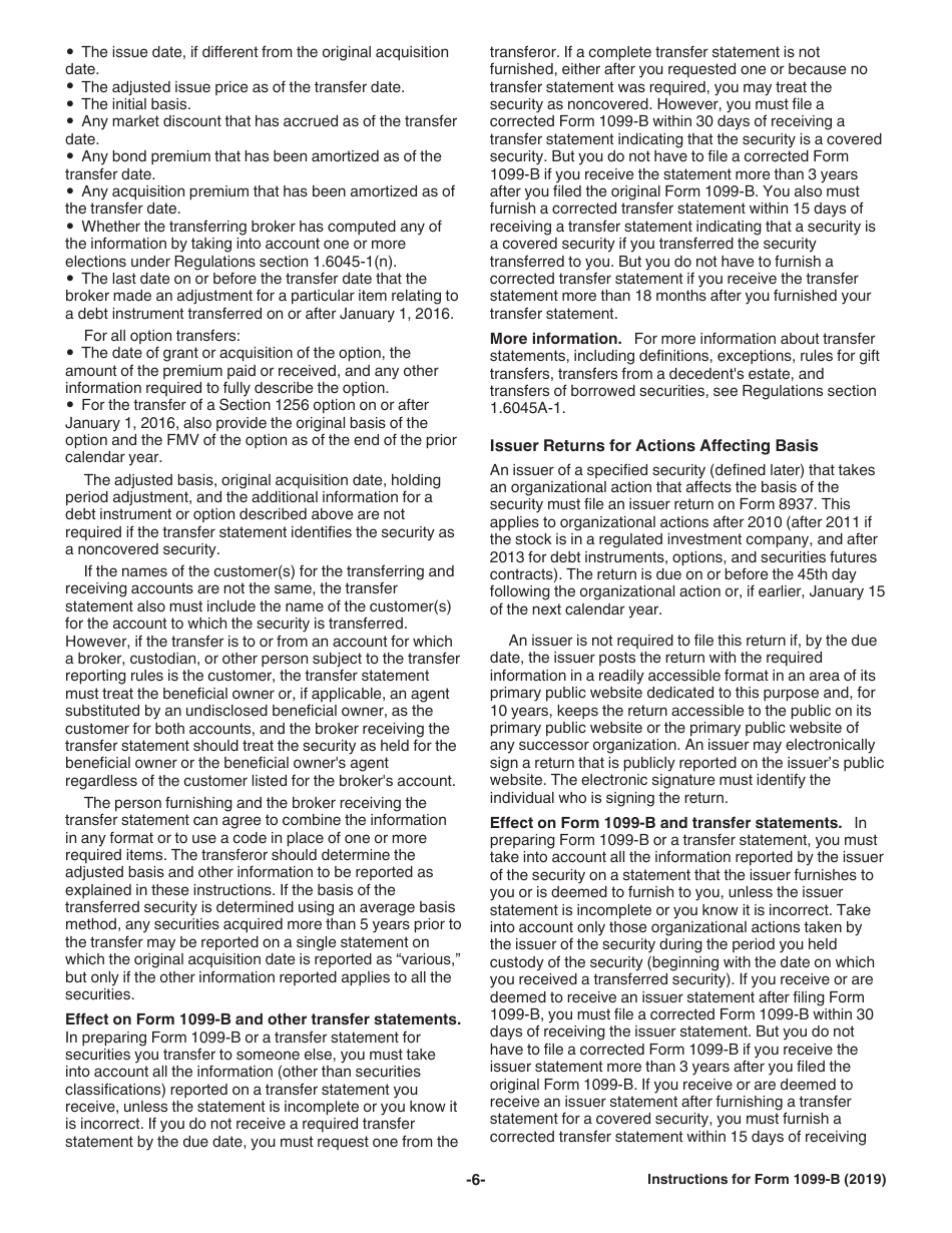 Instructions for IRS Form 1099-B Proceeds From Broker and Barter Exchange Transactions, Page 6