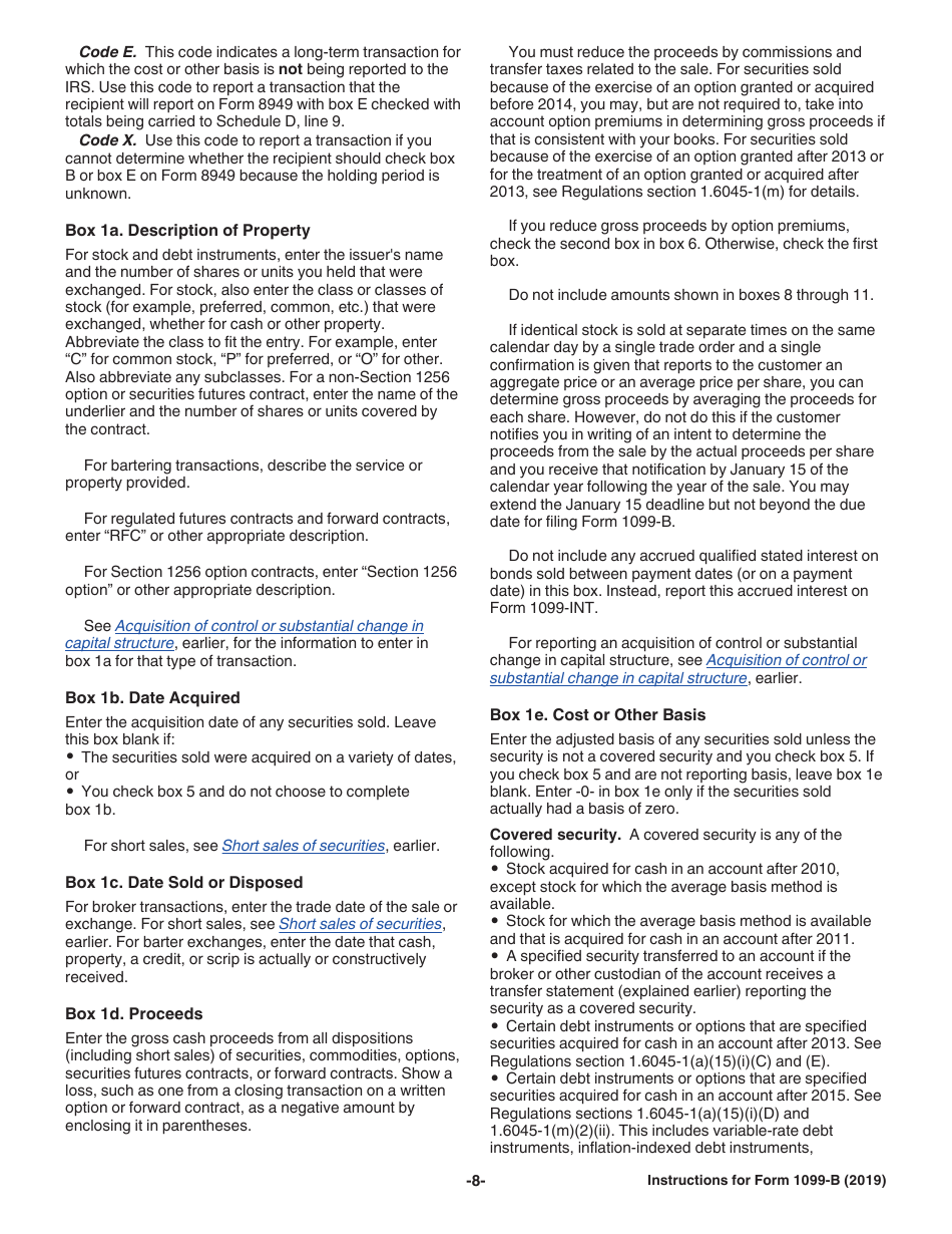 Instructions for IRS Form 1099-B Proceeds From Broker and Barter Exchange Transactions, Page 8