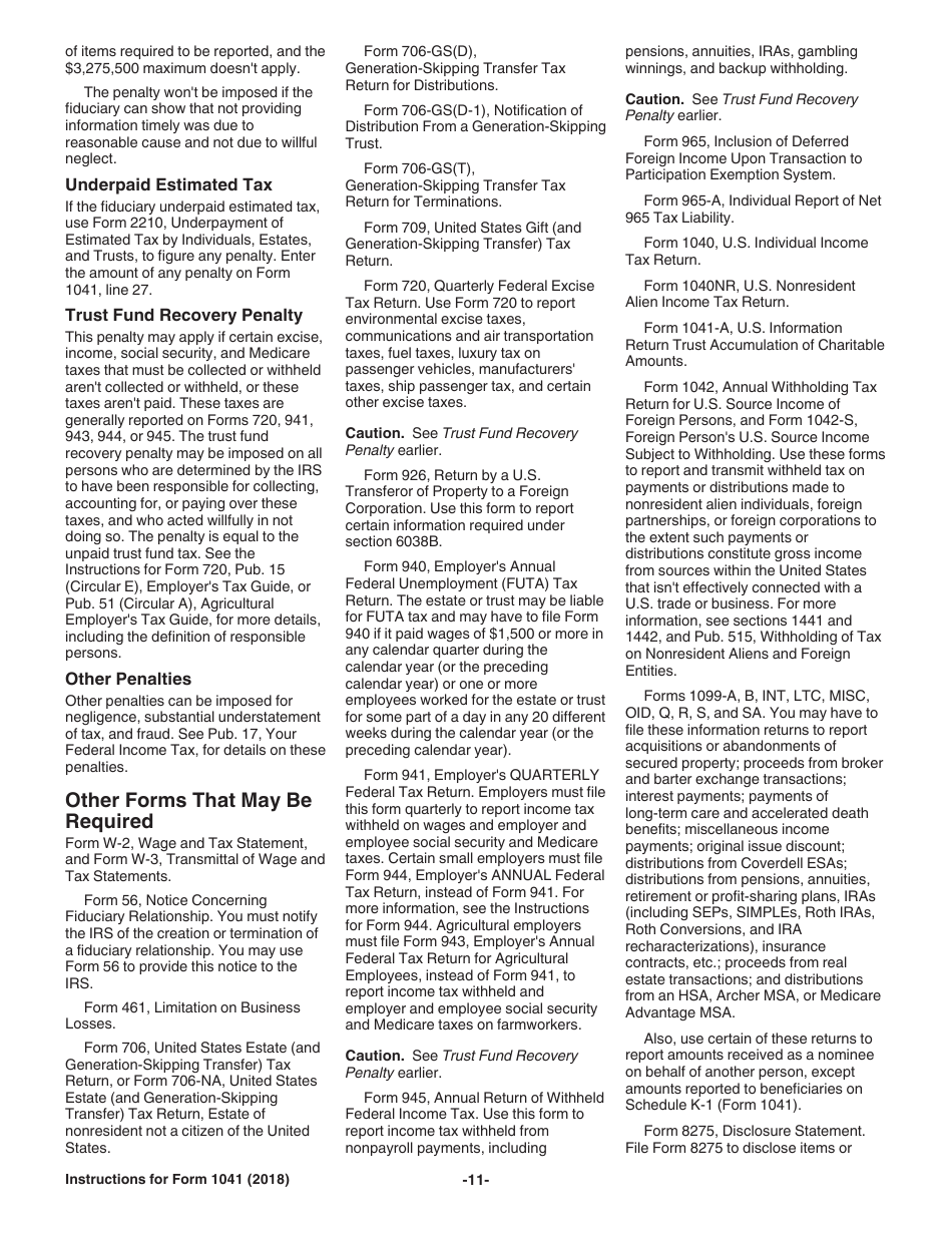 Instructions for IRS Form 1041 Schedule A, B, G, J, K-1 U.S. Income Tax Return for Estates and Trusts, Page 11