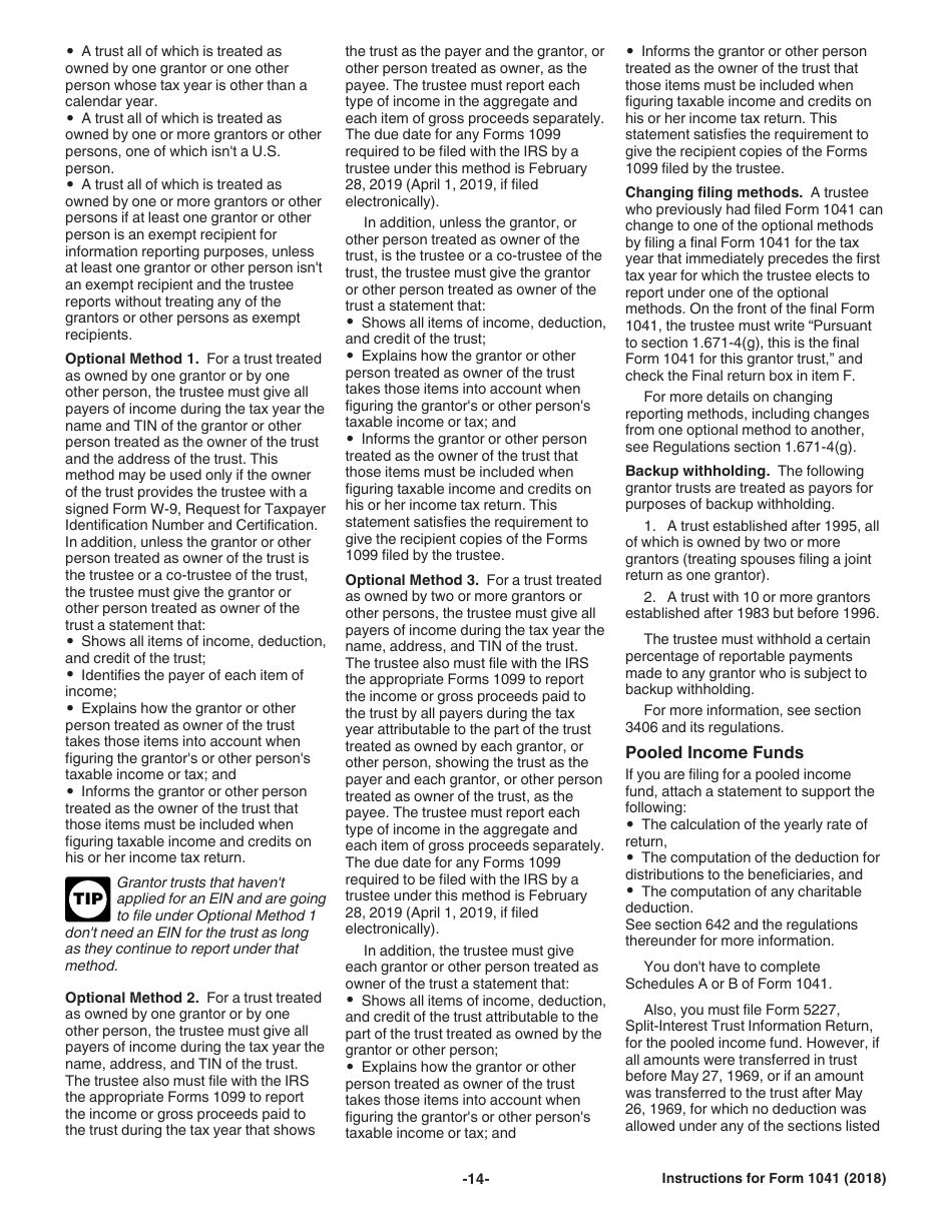 Instructions for IRS Form 1041 Schedule A, B, G, J, K-1 U.S. Income Tax Return for Estates and Trusts, Page 14