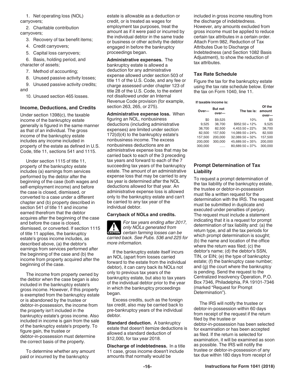 Instructions for IRS Form 1041 Schedule A, B, G, J, K-1 U.S. Income Tax Return for Estates and Trusts, Page 16