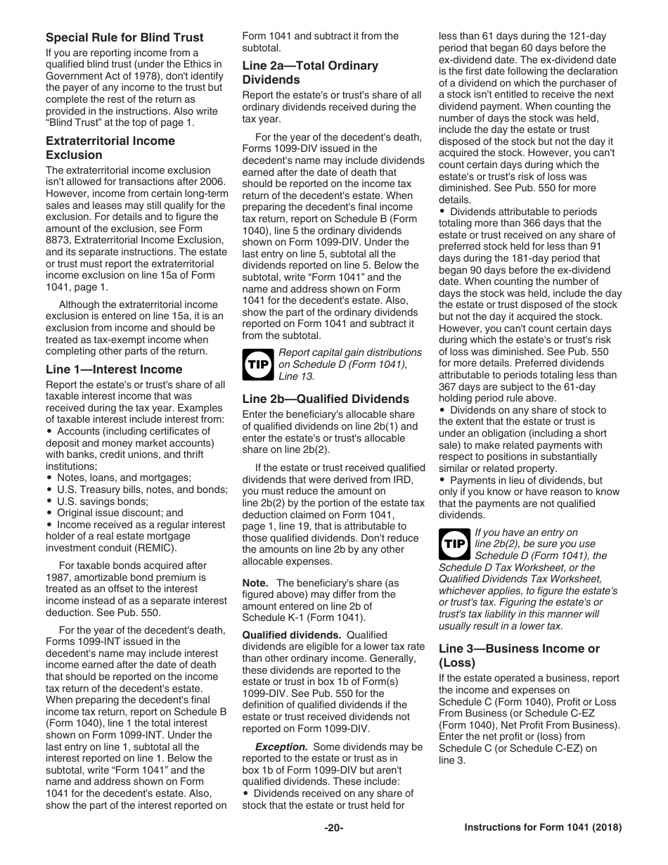 Instructions for IRS Form 1041 Schedule A, B, G, J, K-1 U.S. Income Tax Return for Estates and Trusts, Page 20