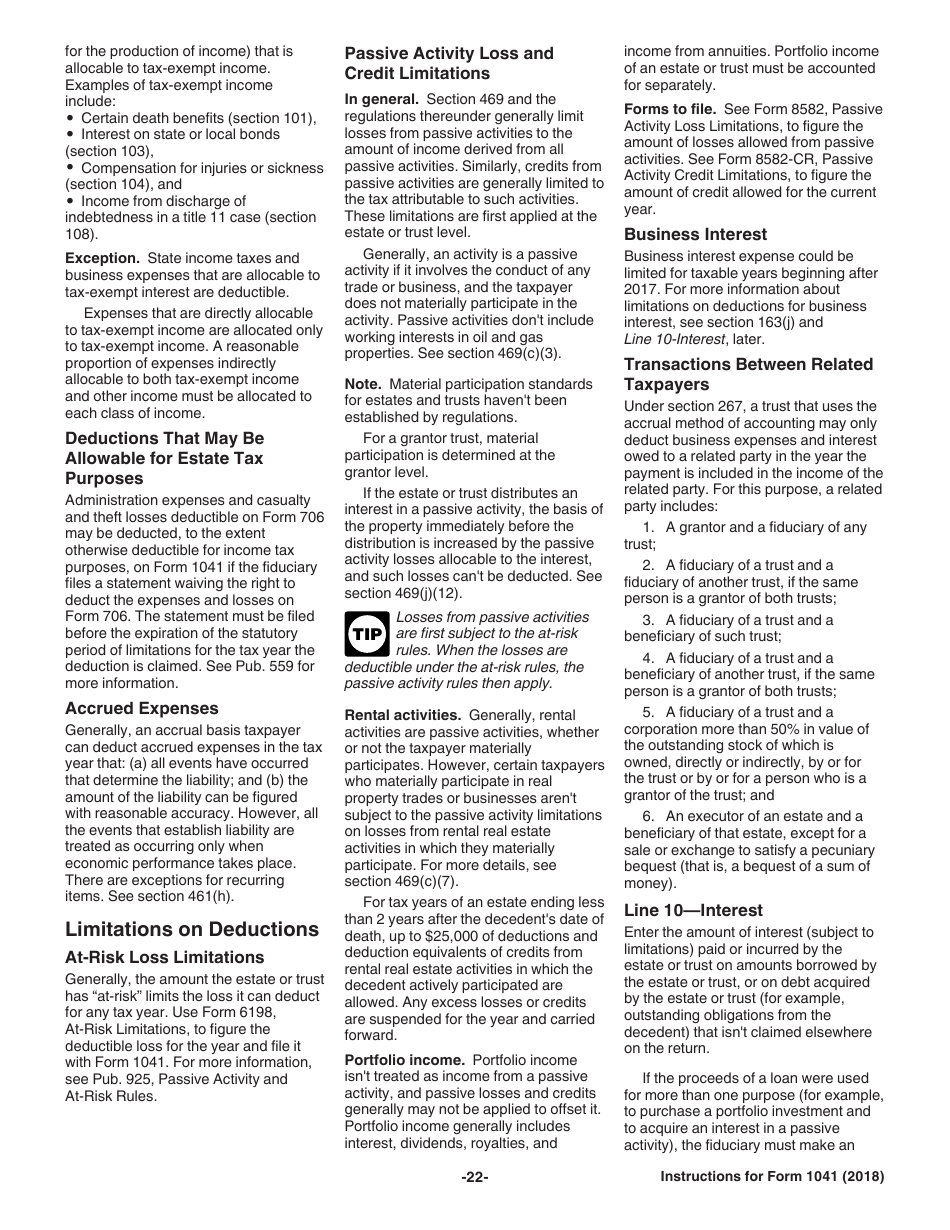 Instructions for IRS Form 1041 Schedule A, B, G, J, K-1 U.S. Income Tax Return for Estates and Trusts, Page 22