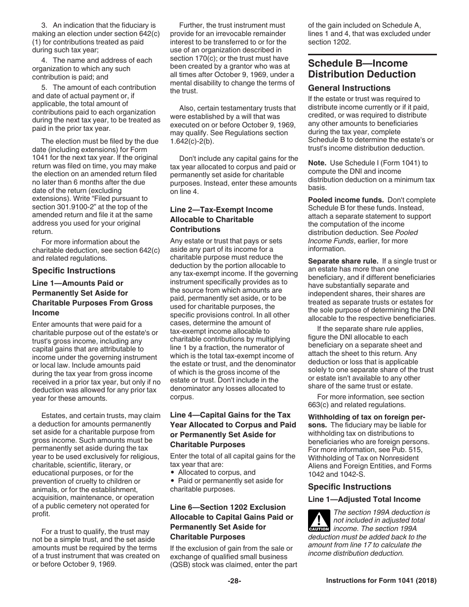 Instructions for IRS Form 1041 Schedule A, B, G, J, K-1 U.S. Income Tax Return for Estates and Trusts, Page 28
