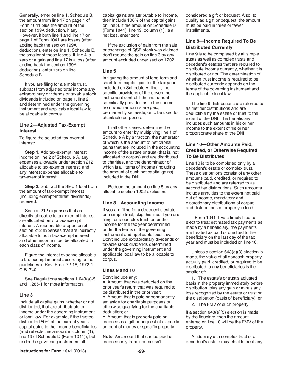 Instructions for IRS Form 1041 Schedule A, B, G, J, K-1 U.S. Income Tax Return for Estates and Trusts, Page 29