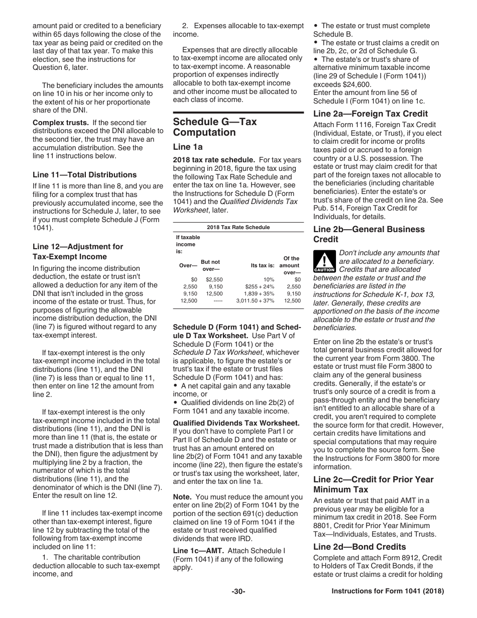 Instructions for IRS Form 1041 Schedule A, B, G, J, K-1 U.S. Income Tax Return for Estates and Trusts, Page 30