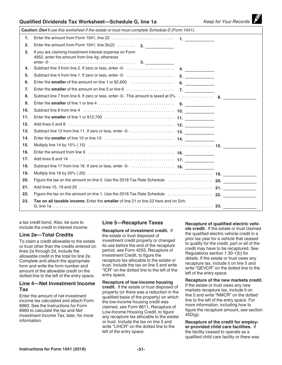 Instructions for IRS Form 1041 Schedule A, B, G, J, K-1 U.S. Income Tax Return for Estates and Trusts, Page 31