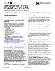 Document preview: Instructions for IRS Form 1099-INT, 1099-OID Interest Income and Original Issue Discount