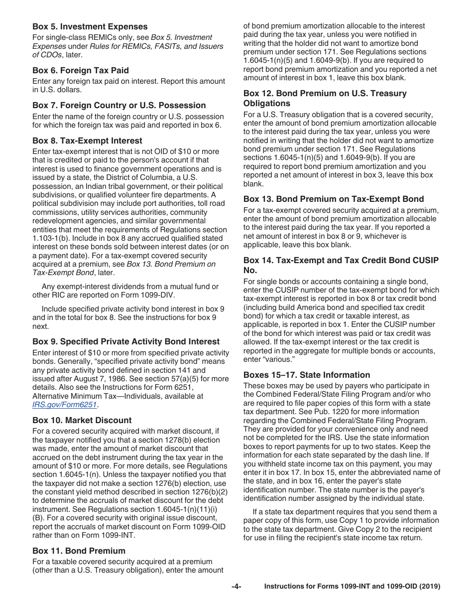 Instructions for IRS Form 1099-INT, 1099-OID Interest Income and Original Issue Discount, Page 4