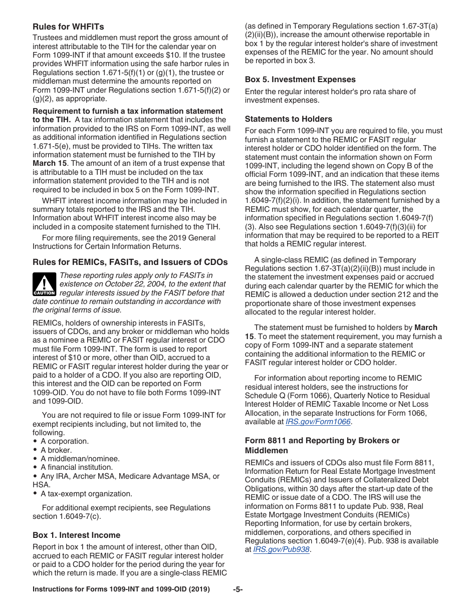 Instructions for IRS Form 1099-INT, 1099-OID Interest Income and Original Issue Discount, Page 5