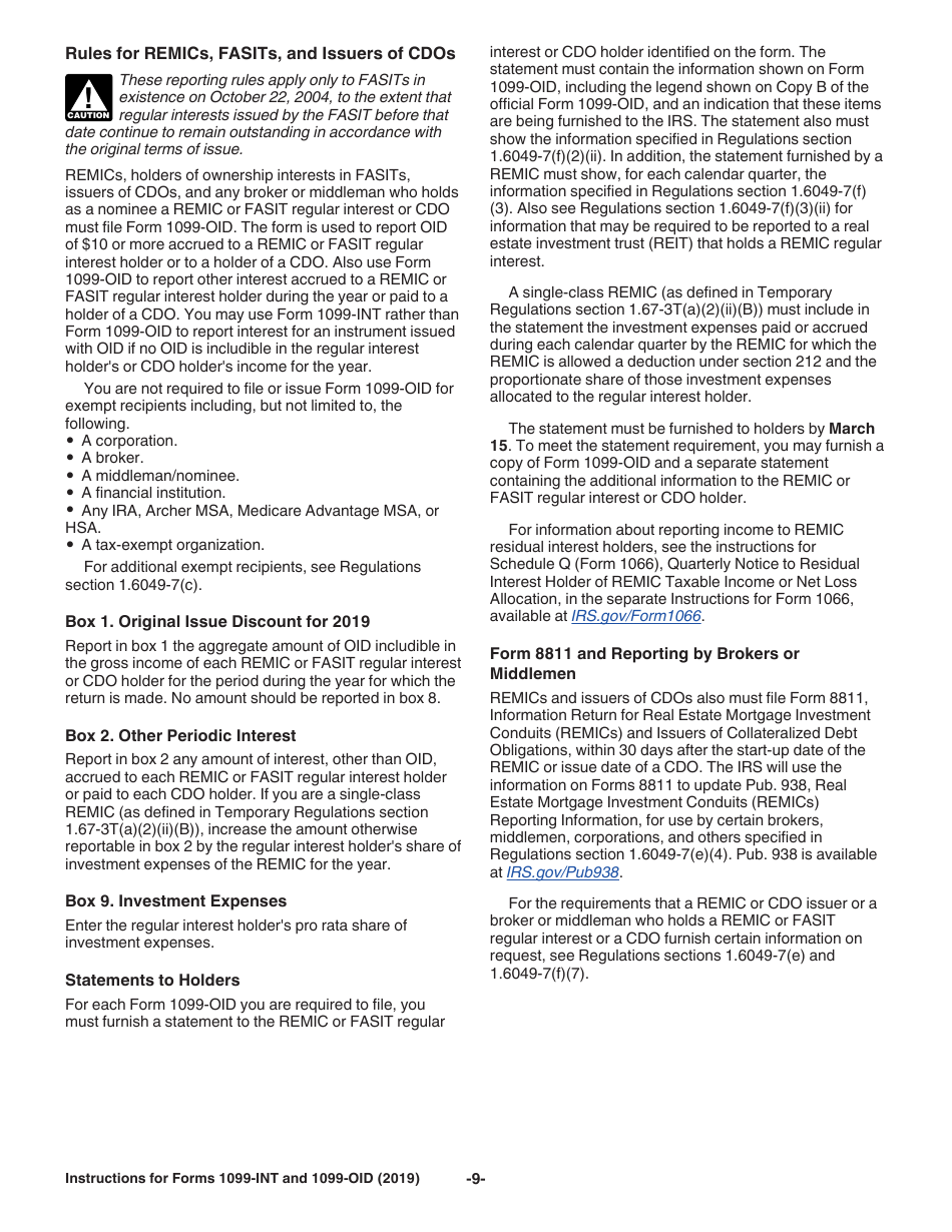 Instructions for IRS Form 1099-INT, 1099-OID Interest Income and Original Issue Discount, Page 9