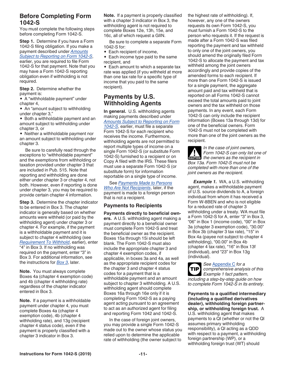 Instructions for IRS Form 1042-S Foreign Persons U.S. Source Income Subject to Withholding, Page 11