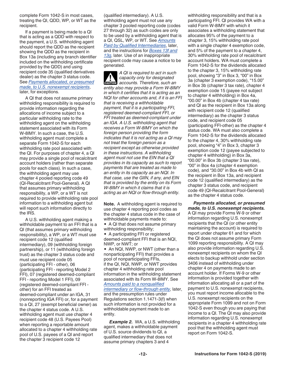 Instructions for IRS Form 1042-S Foreign Persons U.S. Source Income Subject to Withholding, Page 12