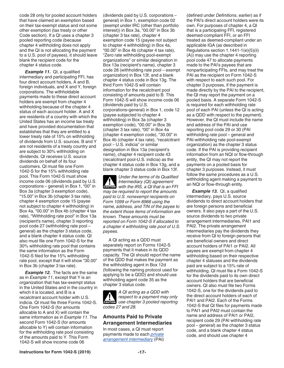 Instructions for IRS Form 1042-S Foreign Persons U.S. Source Income Subject to Withholding, Page 17
