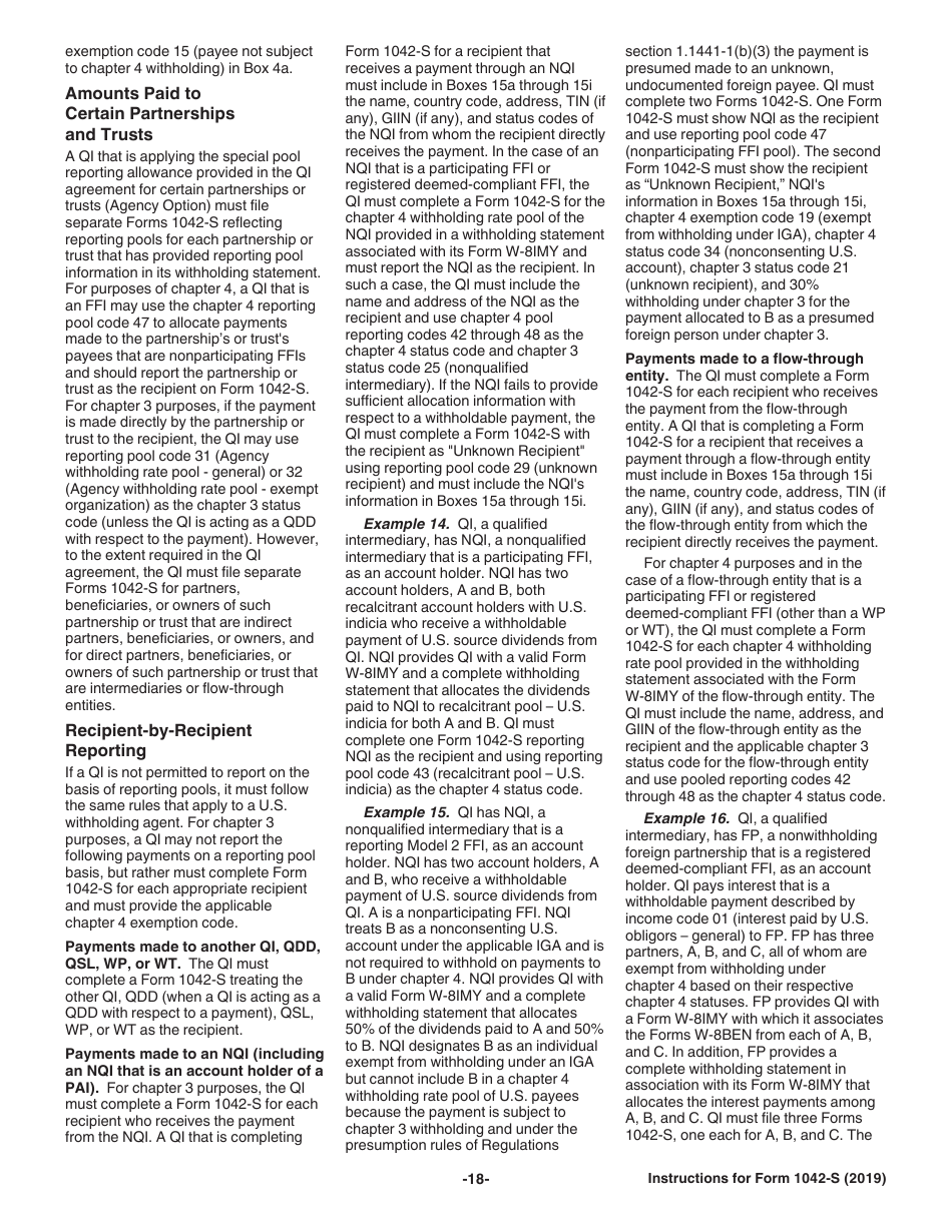 Instructions for IRS Form 1042-S Foreign Persons U.S. Source Income Subject to Withholding, Page 18