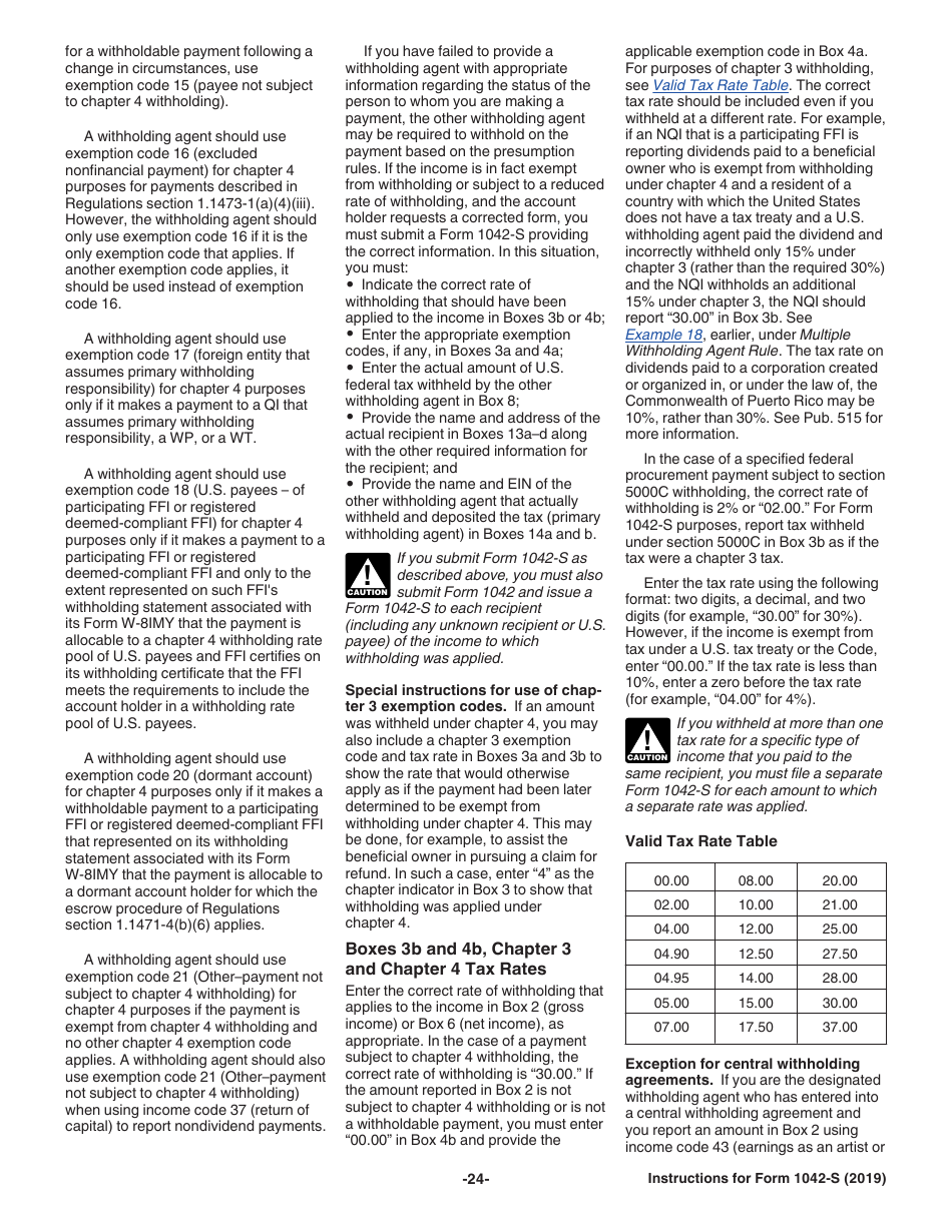 Instructions for IRS Form 1042-S Foreign Persons U.S. Source Income Subject to Withholding, Page 24