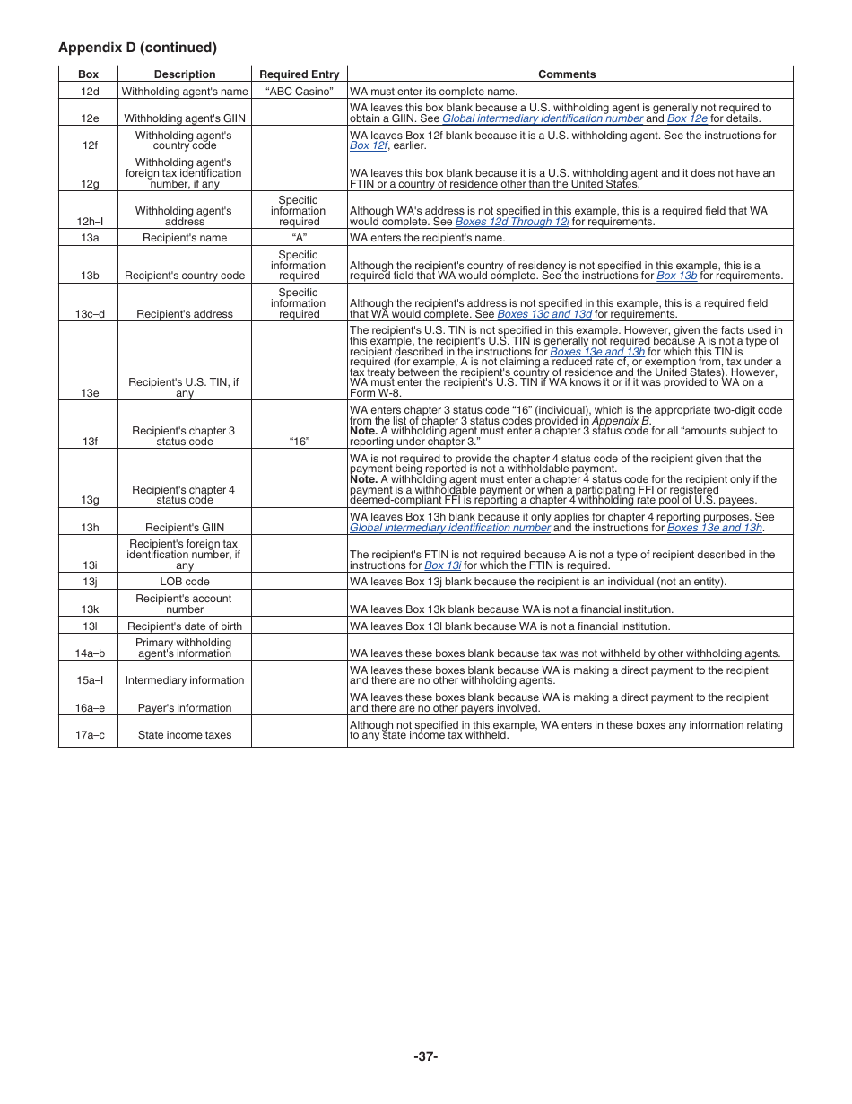 Instructions for IRS Form 1042-S Foreign Persons U.S. Source Income Subject to Withholding, Page 37