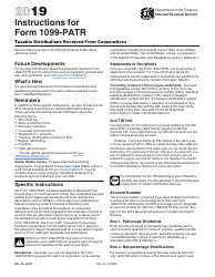 Instructions for IRS Form 1099-PATR Taxable Distributions Received From Cooperatives